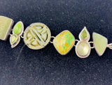 Echo of the Dreamer Sterling Silver Jade, Shell + Multi Green Gemstones Bracelet
