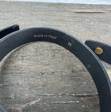 CÉLINE Paris Black Leather and Gold Wrap Buckle Bracelet