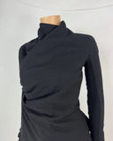 Rick Owens Women Black Fabric,Collared Slim Wrap Tie Jacket Size 4