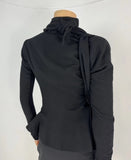 Rick Owens Women Black Fabric,Collared Slim Wrap Tie Jacket Size 4