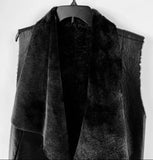 Belle Fare Womens Reversible Sleeveless Fur Leather Vest Black Size Small