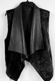 Belle Fare Womens Reversible Sleeveless Fur Leather Vest Black Size Small