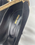 Roberto Cavalli Snake embellished Black Suede Platform Heels Pumps Sz 38.5 US 8