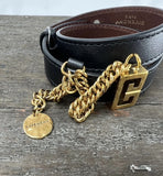 Givenchy Paris Leather Gold chain Wrap bracelet
