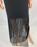 Alice & Olivia Black Steph Fringe Midi Dress Size 6