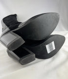 Purified Black Leather/Suede Round-Toe Block Heel Boots Size 39