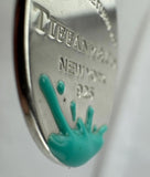 Tiffany Co Sterling Silver Blue Enamel Splash Large Oval Tag Charm Pendant
