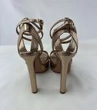 AQUAZZURA Gold Snakeskin Strappy Pumps W35