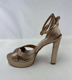 AQUAZZURA Gold Snakeskin Strappy Pumps W35