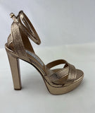 AQUAZZURA Gold Snakeskin Strappy Pumps W35
