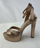 AQUAZZURA Gold Snakeskin Strappy Pumps W35