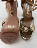 AQUAZZURA Gold Snakeskin Strappy Pumps W35