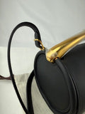 Hermes Black Calfskin Maximors II Shoulder Cylinder Bag W Gold Plated Handle