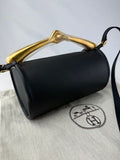 Hermes Black Calfskin Maximors II Shoulder Cylinder Bag W Gold Plated Handle