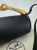 Hermes Black Calfskin Maximors II Shoulder Cylinder Bag W Gold Plated Handle