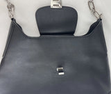 Michael Kors Medium Satchel Shoulder Bag Black Leather Flap Purse Chain Handle