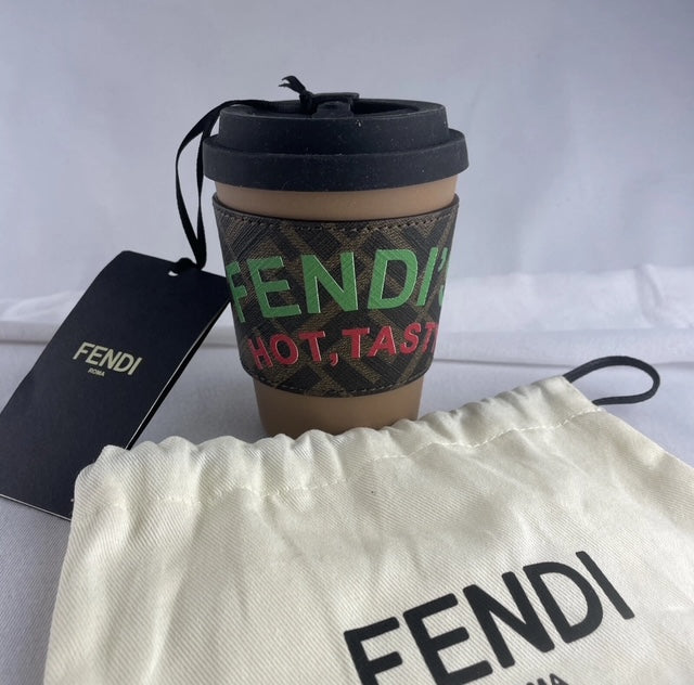 FENDI 7AL076 Zucca Travel Coffee Cup Plastic Hot Tasty New Unused