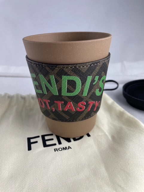 FENDI 7AL076 Zucca Travel Coffee Cup Plastic Hot Tasty New Unused