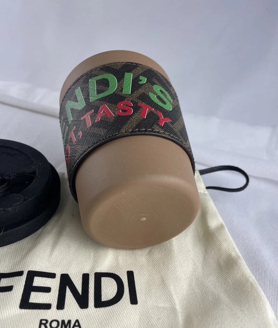 FENDI 7AL076 Zucca Travel Coffee Cup Plastic Hot Tasty New Unused