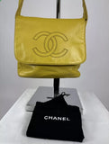 CHANEL Lamb Skin Leather Yellow CC Logo Shoulder Bag