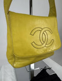 CHANEL Lamb Skin Leather Yellow CC Logo Shoulder Bag