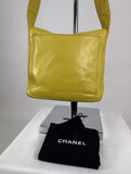 CHANEL Lamb Skin Leather Yellow CC Logo Shoulder Bag