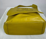 CHANEL Lamb Skin Leather Yellow CC Logo Shoulder Bag