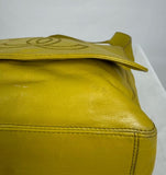 CHANEL Lamb Skin Leather Yellow CC Logo Shoulder Bag