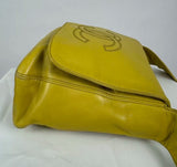 CHANEL Lamb Skin Leather Yellow CC Logo Shoulder Bag