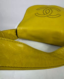 CHANEL Lamb Skin Leather Yellow CC Logo Shoulder Bag