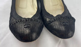 Chanel Black Metallic Ballerina Flats Lace Ruffle Trim Size 38.5