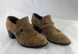 Chanel Brown Suede Booties w/ Charm Logo Size 35