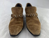 Chanel Brown Suede Booties w/ Charm Logo Size 35