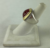 David Yurman Sterling Silver Ring with Large Maroon Stone Size 6