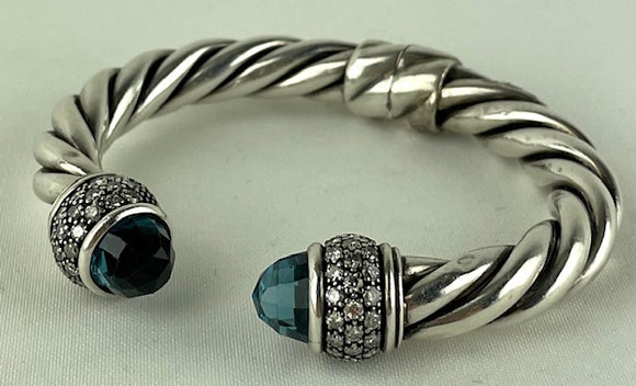 David Yurman Bracelet with Blue Topaz and Diamonds