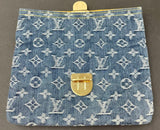 Louis Vuitton Blue Denim Monogram Pochette Plat Clutch Bag