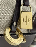 Loro Piana Beige Toile & Brown Leather Jim Satchel Bag
