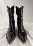 Fendi Black Crocodile Embossed Leather Cowboy Western Boots Size 39