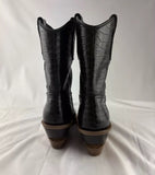 Fendi Black Crocodile Embossed Leather Cowboy Western Boots Size 39