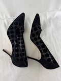 Manolo Blahnik Black suede Mesh Polka- Dot pump Size 38