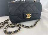 Chanel Vintage CC Chain Flap Bag Quilted Satin Mini