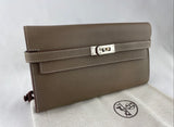 Hermes Kelly Wallet Long Taupe Epsom Silver Palladium Hardware