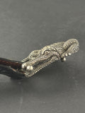 Sterling Silver Barry Kieselstein Cord Alligator Buckle Black Leather Belt Size 3