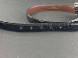Sterling Silver Barry Kieselstein Cord Alligator Buckle Black Leather Belt Size 3