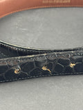Sterling Silver Barry Kieselstein Cord Alligator Buckle Black Leather Belt Size 3