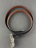 Sterling Silver Barry Kieselstein Cord Alligator Buckle Black Leather Belt Size 3