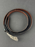 Sterling Silver Barry Kieselstein Cord Alligator Buckle Black Leather Belt Size 3