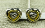 David Yurman sterling silver heart earrings with 18k gold and diamonds