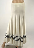 Chanel Cashmere Ivory Long Striped Skirt Size 38