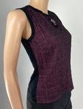 Chanel Coco Mark Clover Maroon and Black Sleeveless Top Size 36 or Small